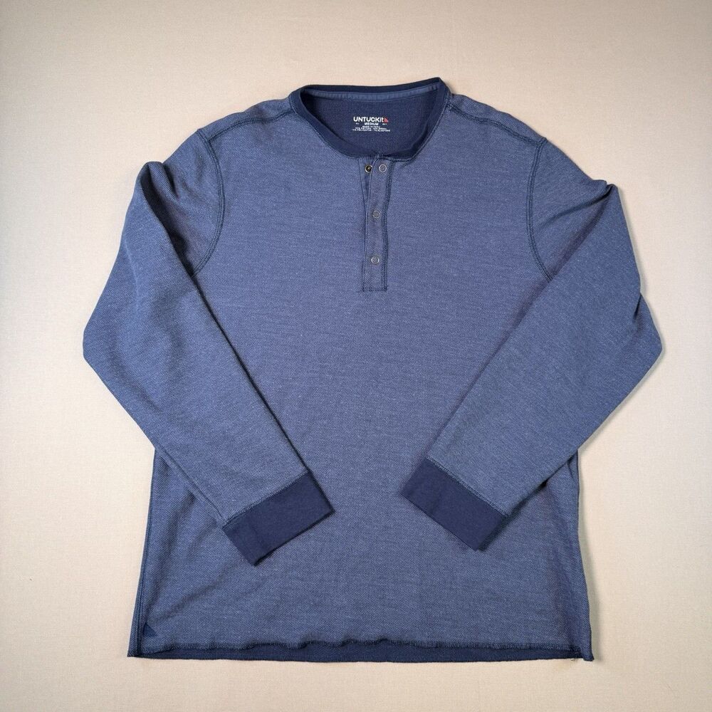 UNTUCKit Henley Shirt Mens Size Medium Cotton Modal Polyester Blue